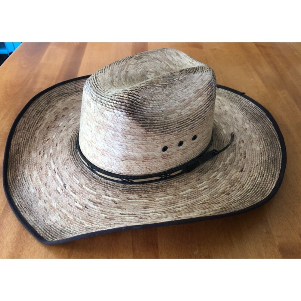 Jason Aldean Resistol Amarillo Sky Cowboy Hat Mens Tan 7 7/8 Palm Leather Band